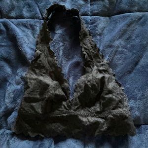 VS PINK Black lace Halter Bralette